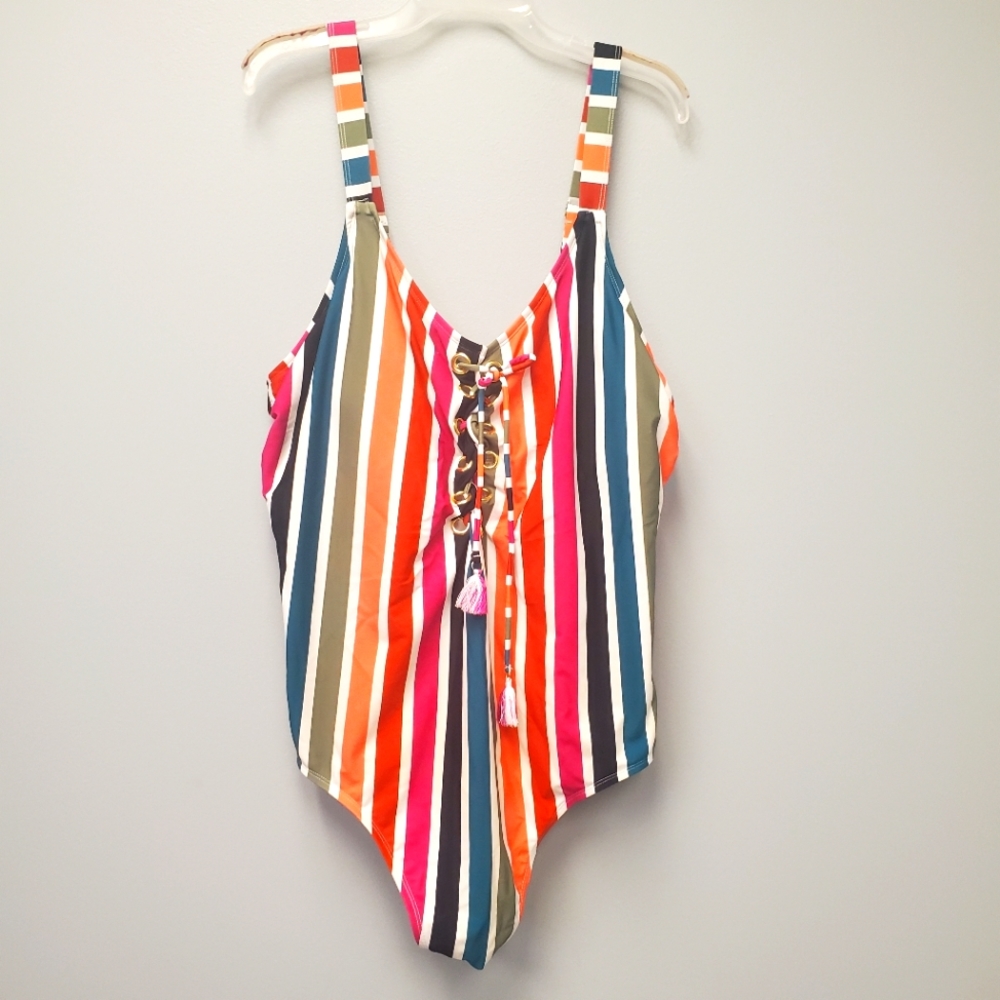 Rainbow Striped one piece bathing suit